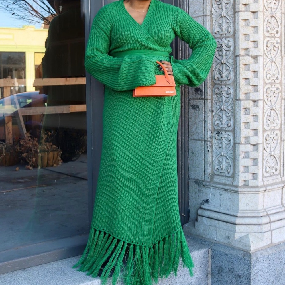 COPY - Hanifa, Emerald Green Mya Sweater Cardigan/Maxi Dress. never worn. - Picture 3 of 5